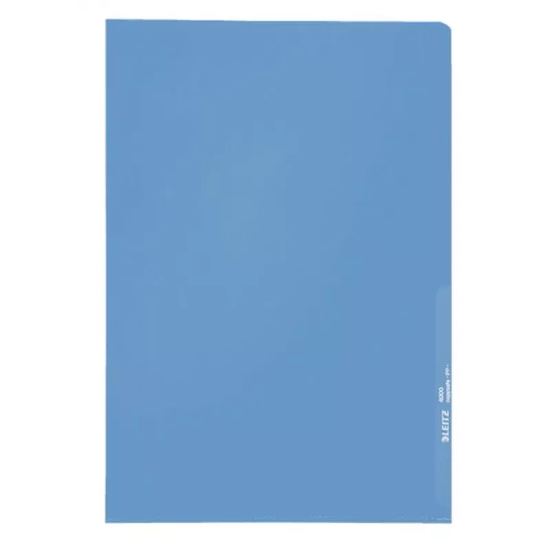 LEITZ Standard A4 Dokumentenhülle, Polypropylen, genarbt, blau, 0,13 mm, oben und seitlich offen, dokumentensicher, Daumenausschnitt 4000-00-35