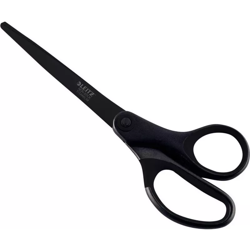 Leitz Titanium Quality Schere 180 mm, Edelstahlklingen mit Titanbeschichtung, ergonomische Soft-Grip-Griffe, Schwarz/Rot, für Papier und Stoff 5419-60-95