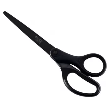 Leitz Titanium Quality Schere 180 mm, Edelstahlklingen mit Titanbeschichtung, ergonomische Soft-Grip-Griffe, Schwarz/Rot, für Papier und Stoff 5419-60-95