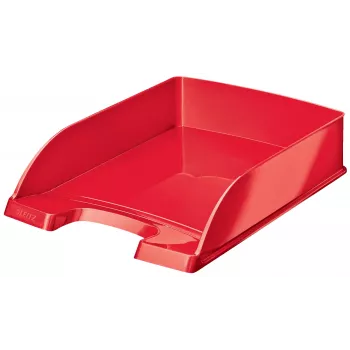 Leitz WOW Briefablage Rot – Robuste Premium-Qualität, Hochglanz, Stapelbar, A4/C4/Folio