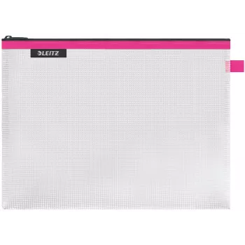 LEITZ WOW Traveller Reißverschluss-Beutel Groß, Pink, Wasserabweisend, A4, 1 Stück 4026-00-23