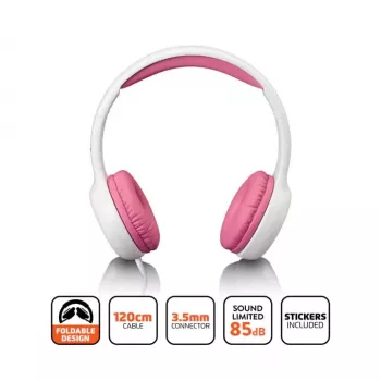 Lenco HP-010BU Kabelgebundene On-Ear-Kopfhörer für Kinder, Rosa, Lautstärkebegrenzung 85 dB, 3,5-mm-Klinkenstecker, 1,2 m Kabel A004977