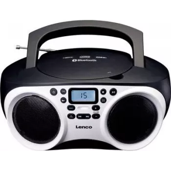 Lenco SCD-501 WH tragbarer CD-Player mit Bluetooth, FM-Radio, USB-MP3-Wiedergabe, Weiß/Schwarz
