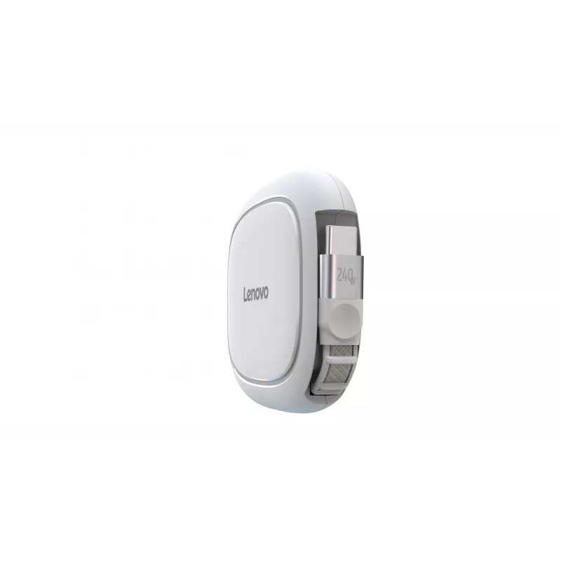 Lenovo 240W USB-C aufrollbares Kabel (Weiß) – USB 3.2 Gen 1, 5A, 4K@60Hz, E-Marker