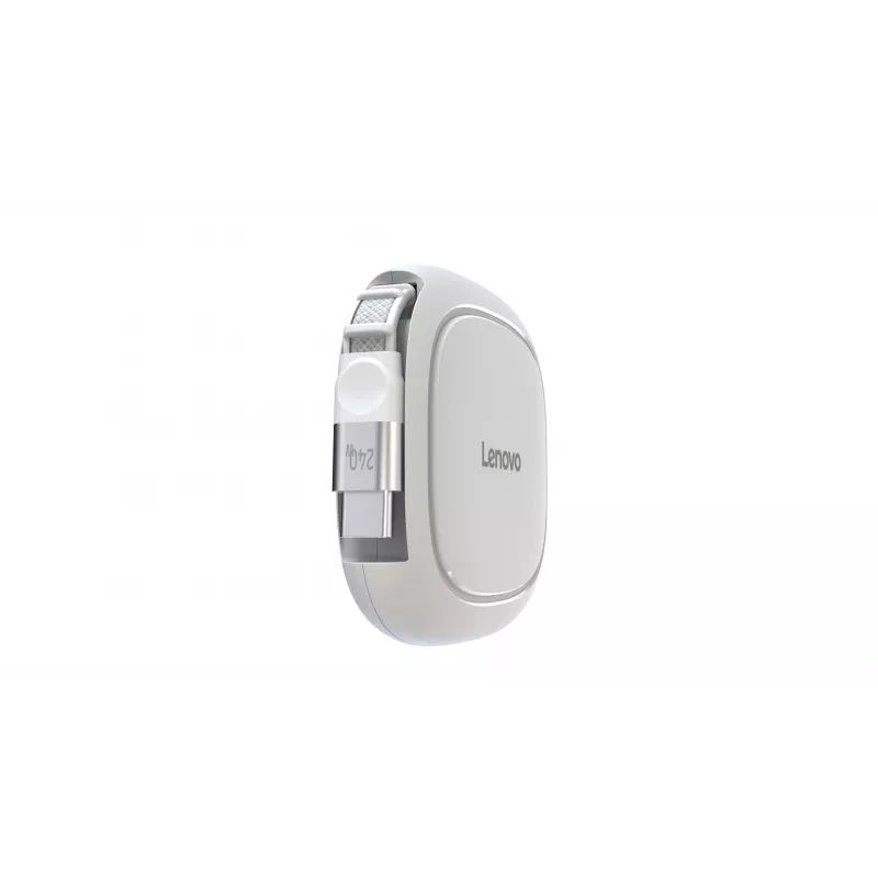 Lenovo 240W USB-C aufrollbares Kabel (Weiß) – USB 3.2 Gen 1, 5A, 4K@60Hz, E-Marker