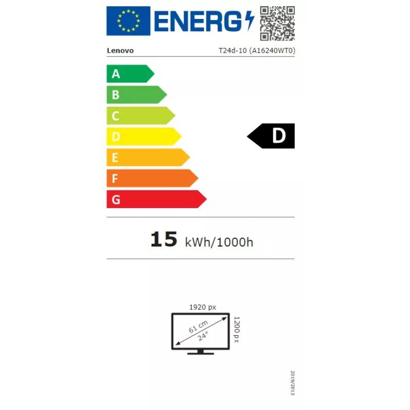Lenovo T24d-10 23.8 inch IPS WUXGA Monitor - Schwarz (generalüberholt)