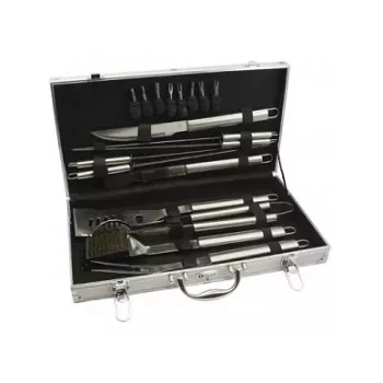 Leopold Vienna BBQ Kit 18-teilig 8x24x27 cm Edelstahl Aluminiumkoffer Silber