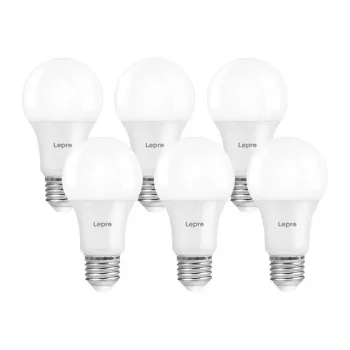 LEPRO 100092-WW-EU-6 A60 E27 7W 800lm 2700K dimmbare LED-Lampe, Energieklasse E, 6er-Pack