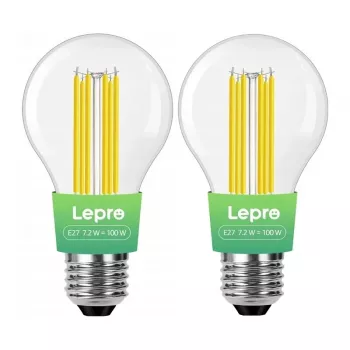 LEPRO 100094-WW-EU-2 E27 Filament-LED-Lampe, 7,2 W (entspricht 100 W), 1521 lm, 2700K Warmweiß, Energieklasse A, 2er-Pack