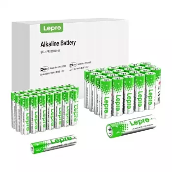 LEPRO 130003-48 AA/AAA Alkaline-Batterien, 48er-Pack (24 AA + 24 AAA), 1,5 V, 10 Jahre Lagerfähigkeit, quecksilberfrei