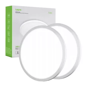LEPRO 1500039-DW-EU-2 LED-Deckenleuchte 24W 2400lm Tageslichtweiß 2er-Pack Deckenmontage Rund IP20