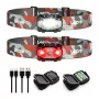 LEPRO 320023-2 USB-Aufladbare LED-Stirnlampe, 300 Lumen, 6 Modi, IPX4, 2er-Pack