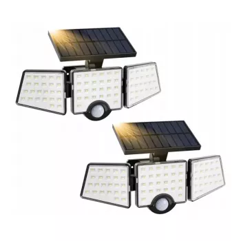LEPRO 640003-DW-a-2 Solar-Straßenlaterne mit Bewegungs- und Dämmerungssensor, 2er-Pack, 1500 Lumen, 6500K Kaltweiß, IP65 wasserdicht, Wandmontage, LED