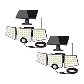 LEPRO 640005-DW-2 Solar-Bewegungsmelder-Leuchte, 2er-Pack, 600 Lumen, 6500K Kaltweiß, IP65 wasserdicht, 3 Modi, Wandmontage