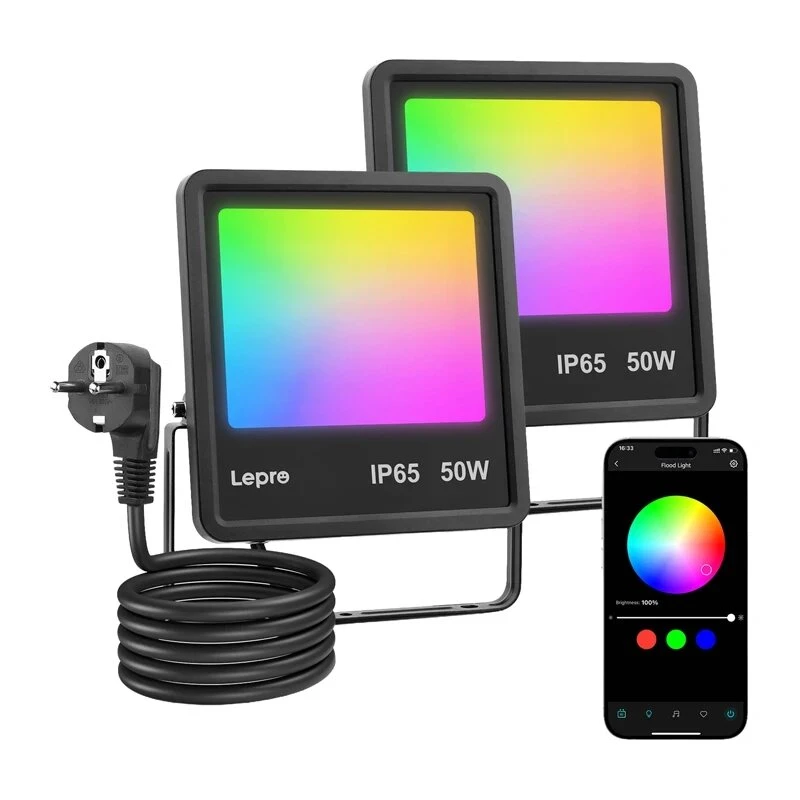 Lepro F1 50W LED Flutlicht IP65 5000Lm 5000K Tageslicht Wandmontage