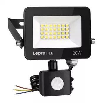 LEPRO PR340013-DW-EU 20W 2000lm 5000K IP65 LED-Flutlicht mit Bewegungssensor, Weiß