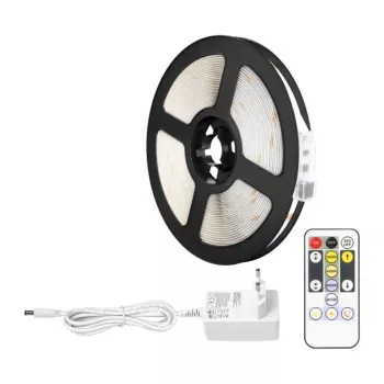 LEPRO PR410049-DWW-EU RGB LED-Streifen, 5m, 150 LEDs, 24-Tasten-IR-Fernbedienung, dimmbar, selbstklebend, 12V, Innenbereich
