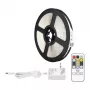 LEPRO PR410049-DWW-EU RGB LED-Streifen, 5m, 150 LEDs, 24-Tasten-IR-Fernbedienung, dimmbar, selbstklebend, 12V, Innenbereich