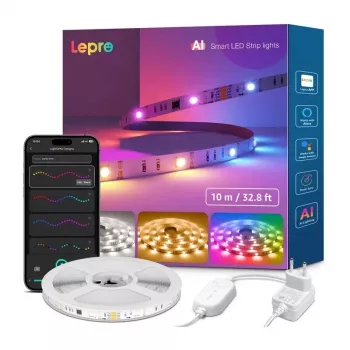 Lepro S2 10m Smart RGBIC LED Strip mit Wi-Fi & Bluetooth, kompatibel mit Alexa und Google Assistant