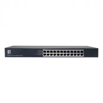 LevelOne GEU-2432 24-Port Gigabit Ethernet Switch, 4-Mode DIP Switch, 19 Zoll Rackmount, Unmanaged, Metallgehäuse