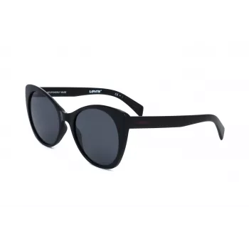 LEVI'S LV-1015-S-807 Damen eckige Sonnenbrille - Schwarzer Rahmen, graue Gläser, UV400-Schutz