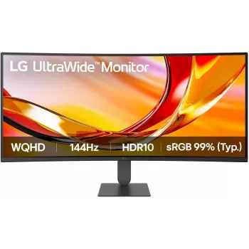 LG 34U620B-B 34 inch UltraWide WQHD VA Curved Gaming Monitor, 3440x1440, 144Hz, 5ms, HDR10, FreeSync Premium, 2x HDMI, DisplayPort, Schwarz