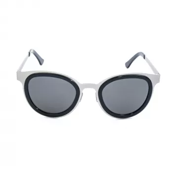 LGR FELI-SILVER01 Unisex-Sonnenbrille - Silberner Acetatrahmen, graue Polycarbonatgläser, UV400-Schutz, 47/24/145 mm
