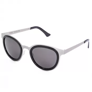 LGR FELI-SILVER01 Unisex-Sonnenbrille - Silberner Acetatrahmen, graue Polycarbonatgläser, UV400-Schutz, 47/24/145 mm