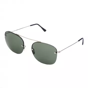LGR Maasa Sonnenbrille Schwarz - Rechteckiger Acetatrahmen mit grauen Mineralgläsern - 54/18/145 mm