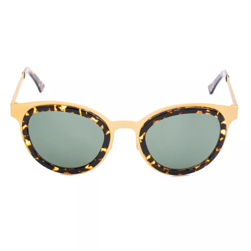 LGR Women's Feli Gold 09 Sonnenbrille - Handpoliertes Acetat-Gestell, grüne CR-39-Gläser, UV400-Schutz