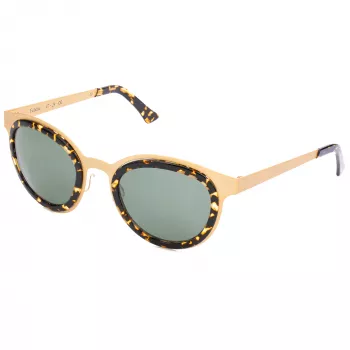 LGR Women's Feli Gold 09 Sonnenbrille - Handpoliertes Acetat-Gestell, grüne CR-39-Gläser, UV400-Schutz