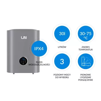 LI- Elektrischer Warmwasserbereiter LIN LIFVD1SMGY 30L UNIVERSAL Grau