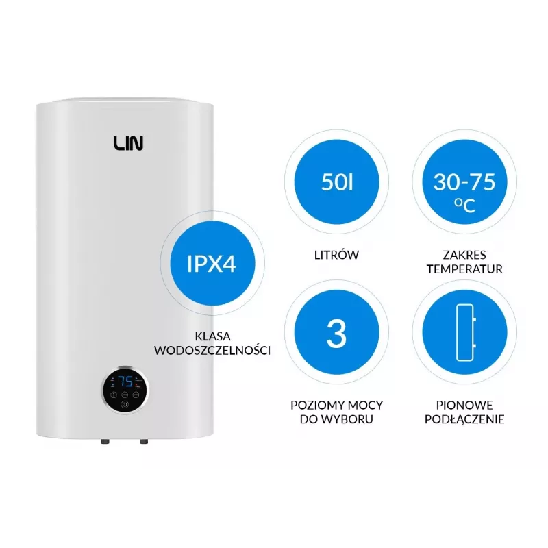 LI- Elektrischer Warmwasserbereiter LIN LIFVD1SMWH 50L SMART Weiß