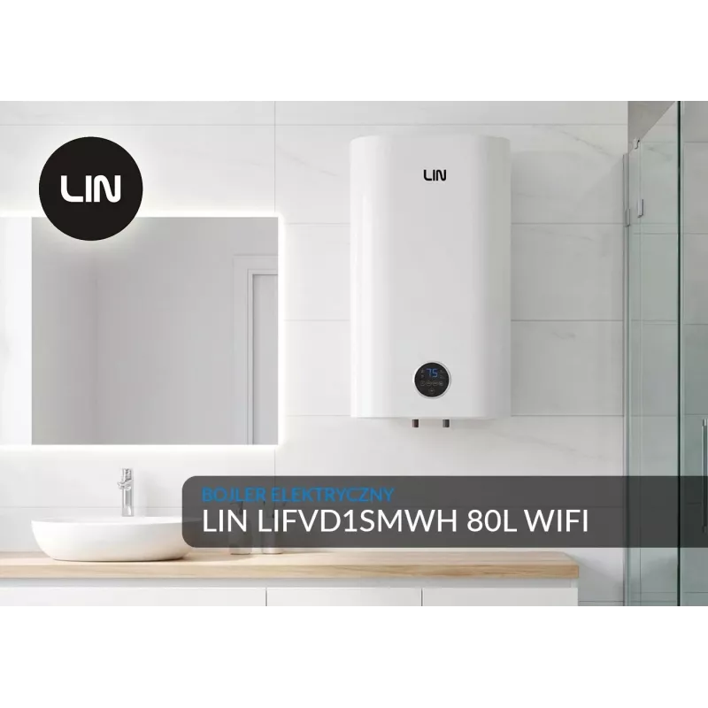 LI- Elektrischer Warmwasserbereiter LIN LIFVD1SMWH WI-FI 80L SMART Weiß