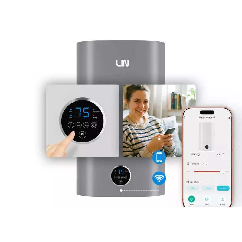 LI- LIN LIFVD1SMGY 80L Universal Grauer Elektrischer Warmwasserbereiter mit Wi-Fi