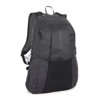 Lifeventure Packbarer Rucksack ECO 25L Faltbarer Reiserucksack, 420D recyceltes Nylon, Schwarz