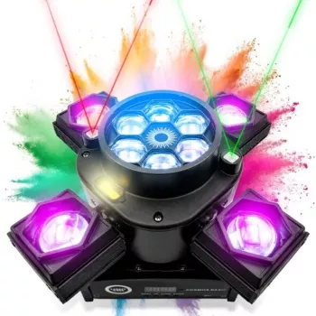 LIGHT4ME COSMOS BASIC Moving Multi-Effekt-Beleuchtungsgerät mit RGBW-LED, Rot-/Grünlasern und Strobe