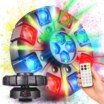 LIGHT4ME OCTOS Moving Multi-Effect Light mit RGBW-LEDs, Rot-/Grünlaser und Strobe