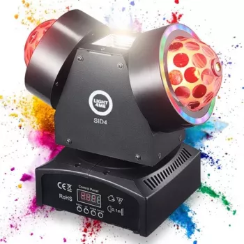 LIGHT4ME SID4 4-in-1 Moving Multi-Effekt-Licht mit Beam, Wash, Rot/Grün Laser und Stroboskop