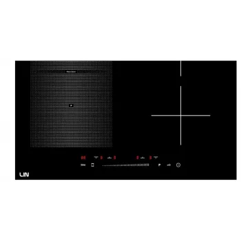 LIN LI-B47221 7200 W Induktionskochfeld – 4 Zonen Einbau-Keramik-Glaskeramik-Kochfeld, Touch-Bedienung, Booster, Timer, Schwarz