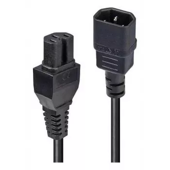 LINDY 1m C14 auf C15 Hot Condition Stromkabel - IEC C14 Stecker auf C15 Kupplung, H05VV-F, 10A, 250V, Schwarz