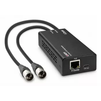LINDY 2-Kanal Dante auf XLR Audio-Decoder, PoE/USB-C-versorgt, 24-Bit/96kHz, AES67 70619
