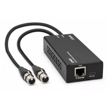 LINDY 2-Kanal XLR Audio-zu-Dante-Encoder, PoE, AES67, 24-Bit/96kHz 70618