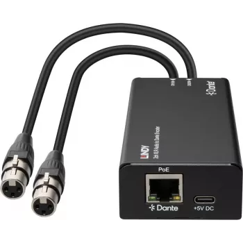LINDY 2-Kanal XLR Audio-zu-Dante-Encoder, PoE, AES67, 24-Bit/96kHz 70618
