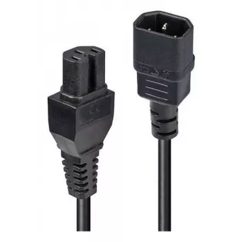 LINDY 5m C14 auf C15 Netzkabel – IEC C14 Stecker auf IEC C15 Kupplung, 250V 10A, Schwarz
