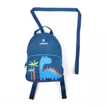 LittleLife Kinderrucksack Face Dinosaur – 2 Liter, verstellbare gepolsterte Träger, Sicherheitszügel (L17190)