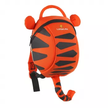 LittleLife Kinderrucksack Tiger - 2L, verstellbare Schultergurte, Sicherheitszügel, Polyester