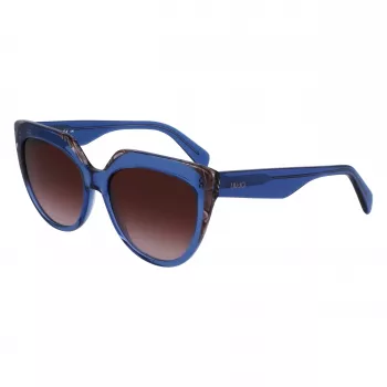 LIU JO Damen-Sonnenbrille LJ783S-416 Blau Cat-Eye-Fassung Grau Verlaufsgläser 55mm