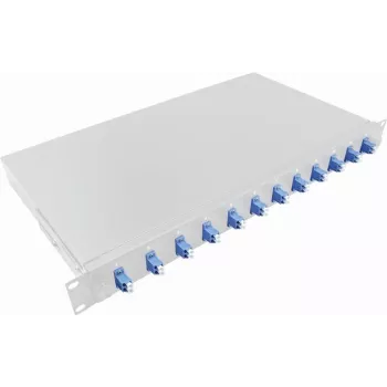 LogiLink 19 Zoll 1U Rackmount Spleißbox LC-Duplex 12 Port Single Mode OS2, Voll Bestückt, Hellgrau F12LC2G