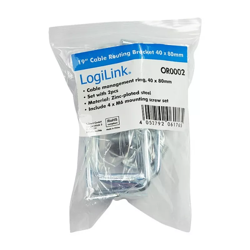 LogiLink 19 inch Kabelmanagement-Bügel 40 x 80 mm, Stahl, 2 Stück